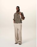 VESTE BEIGE EN CUIR CENDRE