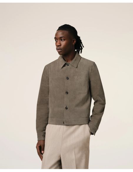VESTE BEIGE EN CUIR CENDRE
