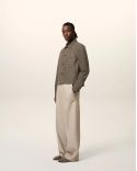VESTE BEIGE EN CUIR CENDRE