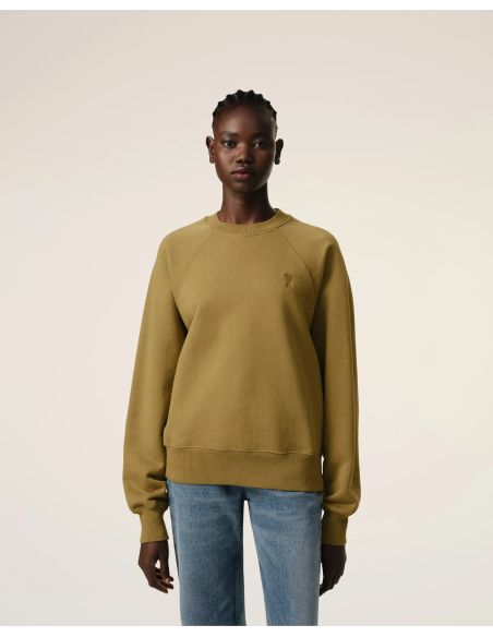 MUSTARD SWEATSHIRT AMI DE COEUR TONE ON TONE HAVANE