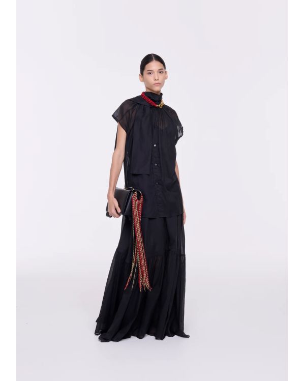 TOP EN ORGANZA AVEC FOULARD NOIR 2