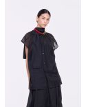 BLACK ORGANZA TOP WITH SCARF