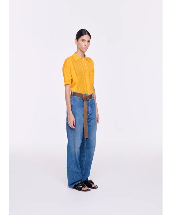 JEAN DROIT CEINTURE INDIGO