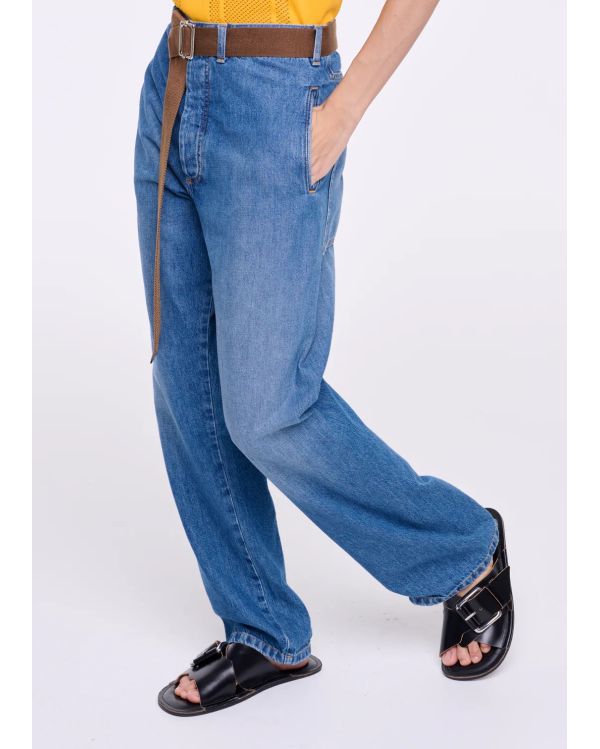 JEAN DROIT CEINTURE INDIGO