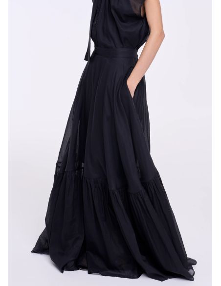 JUPE LONGUE EN ORGANZA NOIR