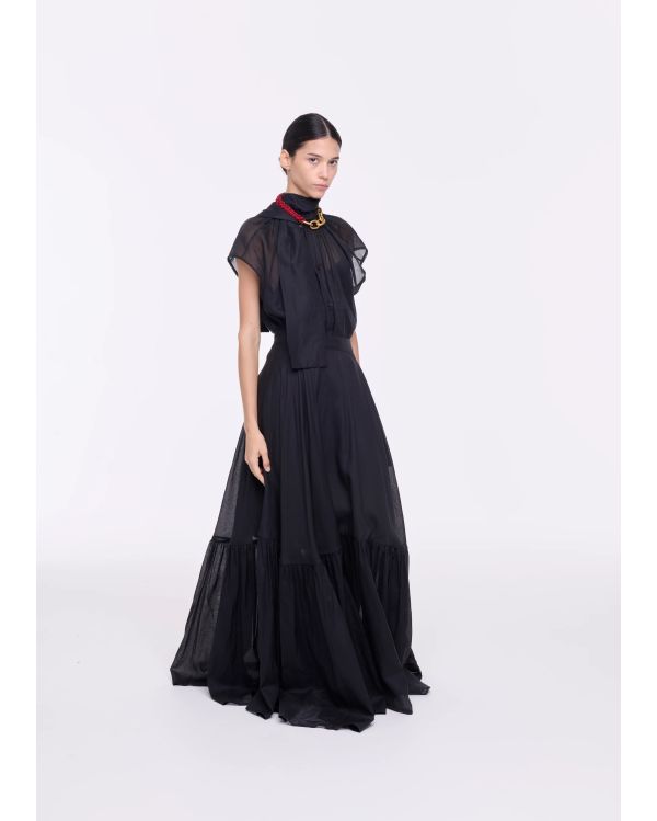 JUPE LONGUE EN ORGANZA NOIR