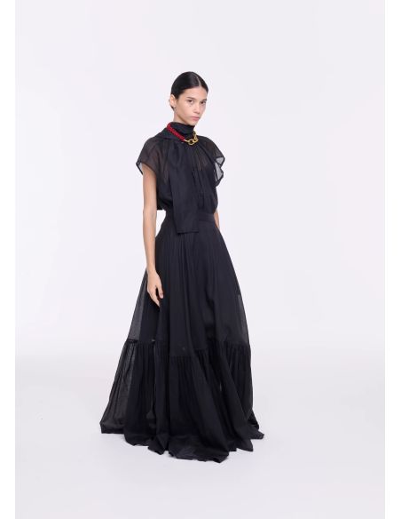 JUPE LONGUE EN ORGANZA NOIR