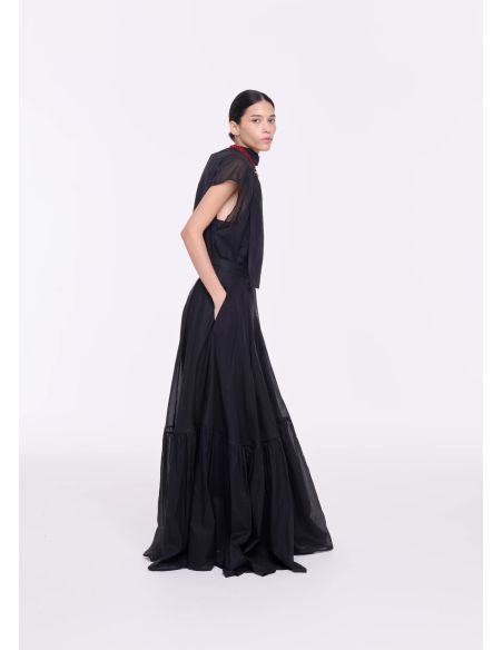 JUPE LONGUE EN ORGANZA NOIR