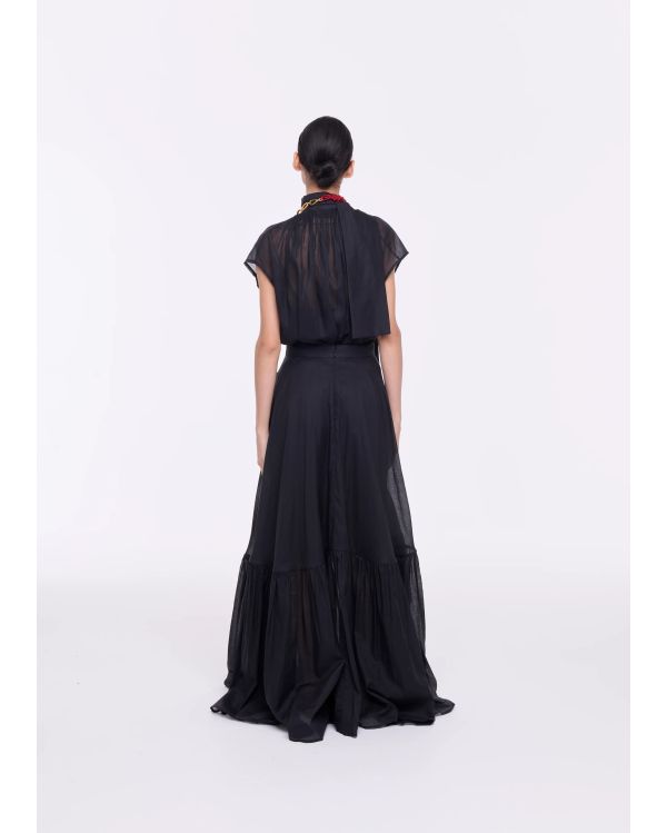 JUPE LONGUE EN ORGANZA NOIR