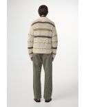 CARDIGAN FRANK CROCHET GREEN STRIPE