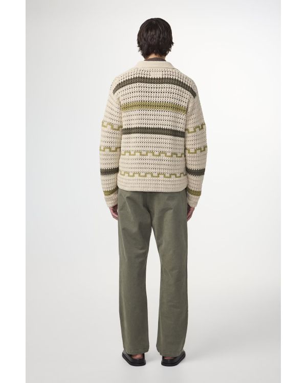 CARDIGAN FRANK CROCHET GREEN STRIPE