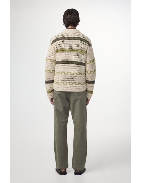 CARDIGAN FRANK CROCHET GREEN STRIPE