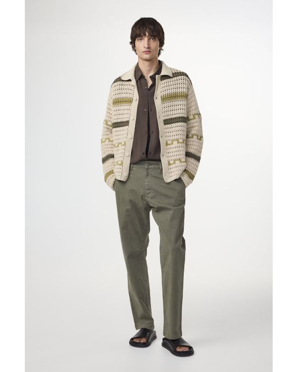 CARDIGAN FRANK CROCHET GREEN STRIPE 2