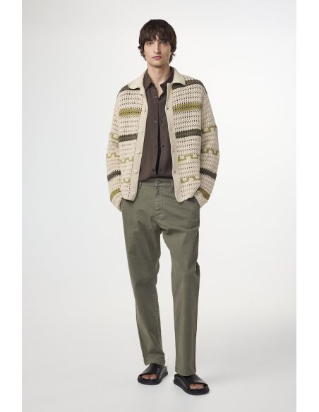 CARDIGAN FRANK CROCHET GREEN STRIPE