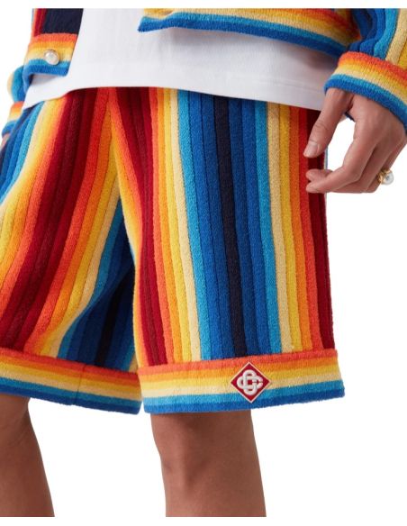 GRADIENT STIPE TOWELLING SHORTS MULTICOLOUR