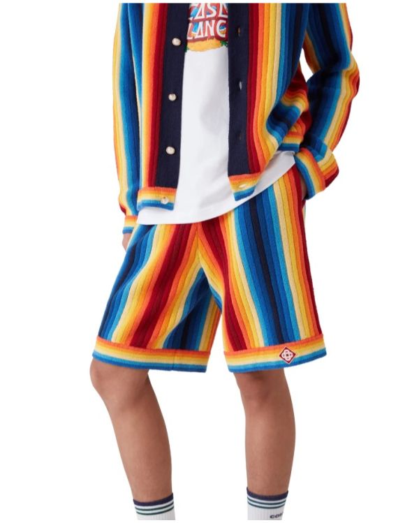 GRADIENT STIPE TOWELLING SHORTS MULTICOLOUR