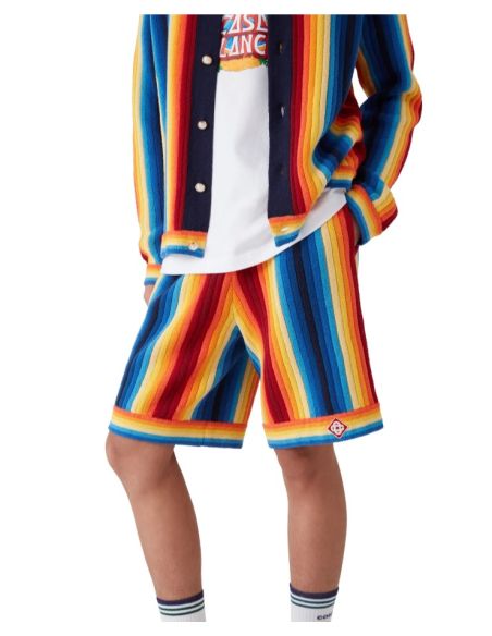 GRADIENT STIPE TOWELLING SHORTS MULTICOLOUR