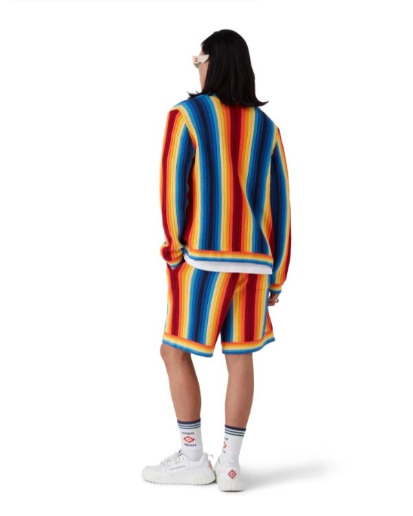 GRADIENT STIPE TOWELLING SHORTS MULTICOLOUR