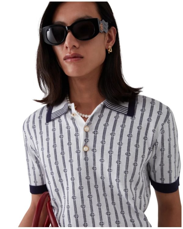 MONOGRAM POLO SHIRT WHITE NAVY