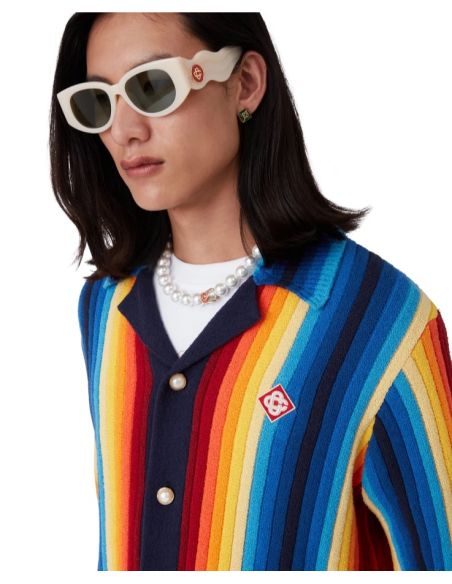 GRADIENT STRIPE TOWELLING JACKET