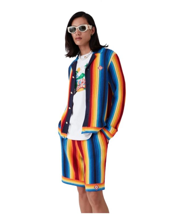 GRADIENT STRIPE TOWELLING JACKET