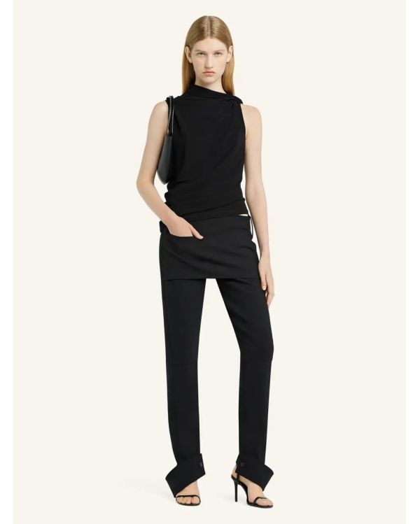 TOP DRAPED CREPE JERSEY BLACK