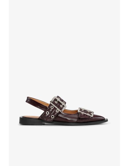 FEMININE BUCKLE BALLERINA NAPLACK BURGUNDY