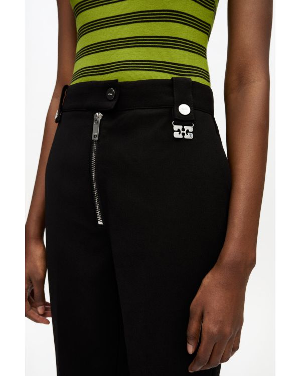PANTALON CONTRECOLLE EN CREPE NOIR
