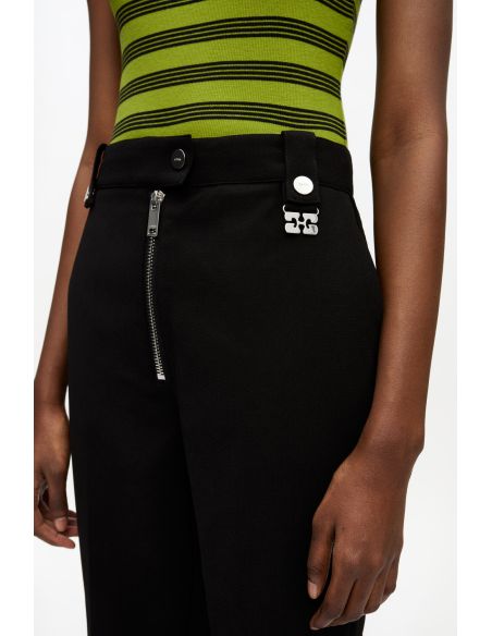 PANTALON CONTRECOLLE EN CREPE NOIR