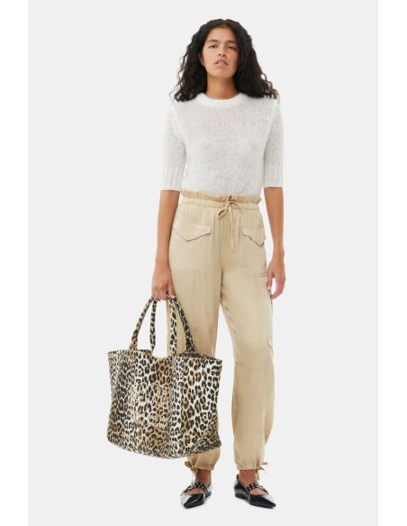 OVERSIZED BAG CANVAS TOTE LEOPARD