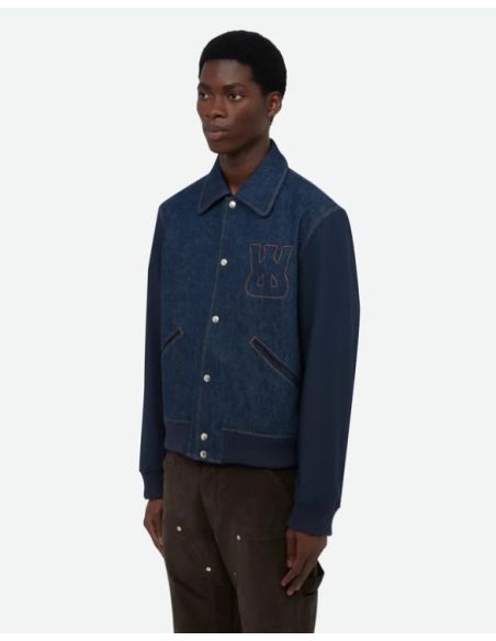 ECHO DENIM VARSITY JACKET INDIGO