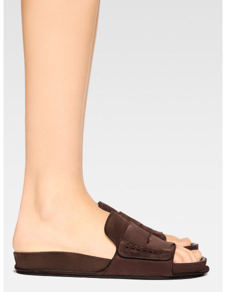 MOCCASIN SANDALS DARK BROWN