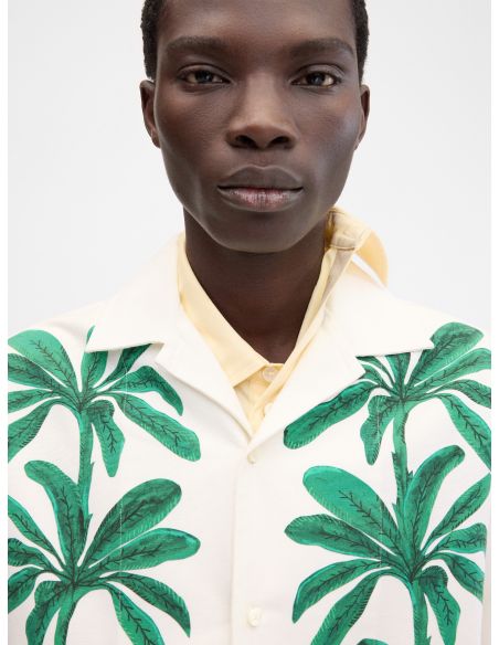THE JEAN SHIRT PALMTREES WHITE GREEN