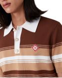 STRIPE POLO SHIRT BROWN