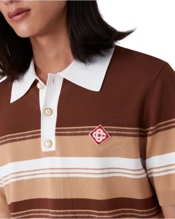 STRIPE POLO SHIRT BROWN