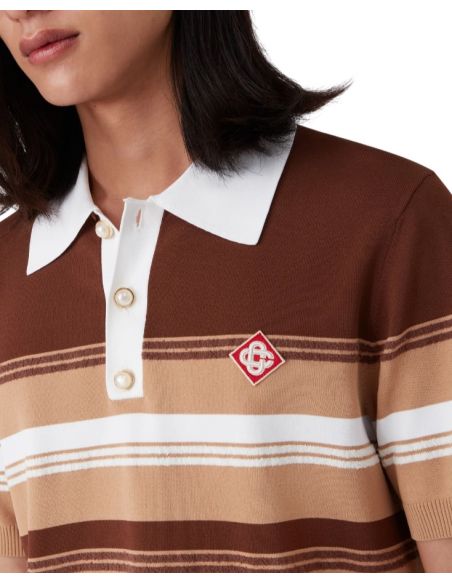 STRIPE POLO SHIRT BROWN