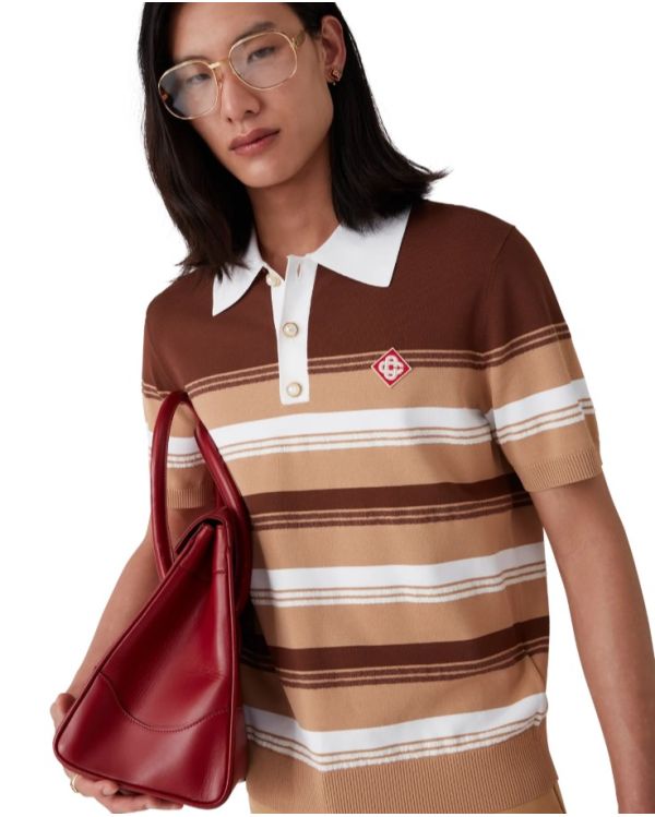 POLO À RAYURES MARRON