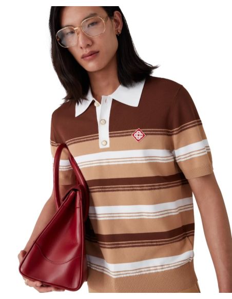 STRIPE POLO SHIRT BROWN