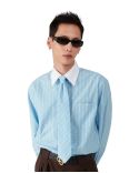 CHEMISE JACQUARD À RAYURES LAURIER BLEU