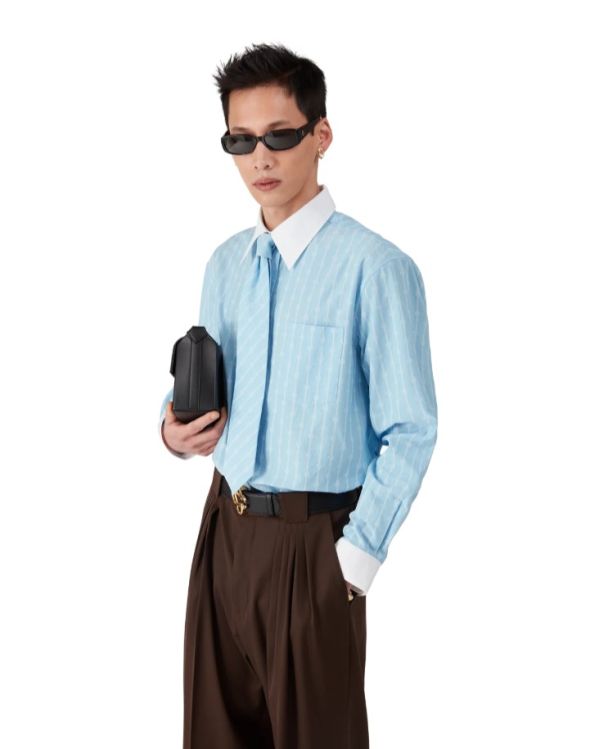 LAUREL STRIPE JACQUARD SHIRT BLUE