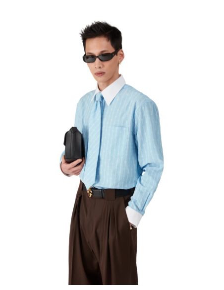 LAUREL STRIPE JACQUARD SHIRT BLUE