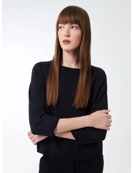PULL MAXELL ROUND WOMAN KNIT BLUE BLACK
