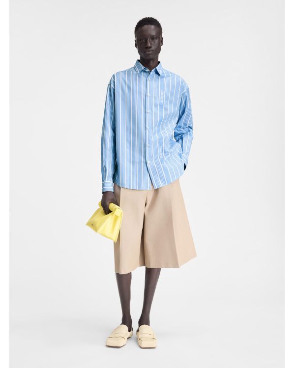 SIMON LOGO BUSINESS JACQUARD BLUE SHIRT 2
