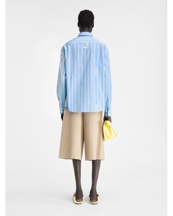 SIMON LOGO BUSINESS JACQUARD BLUE SHIRT