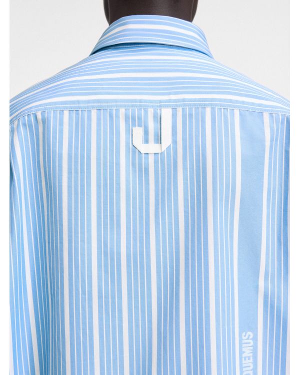 SIMON LOGO BUSINESS JACQUARD BLUE SHIRT