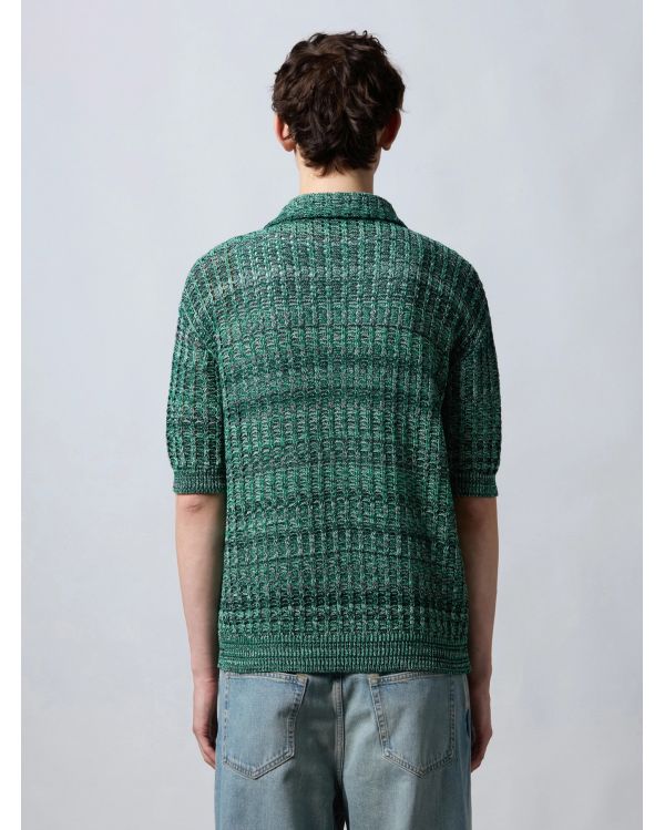 MOULINE KNIT SHIRT GREEN