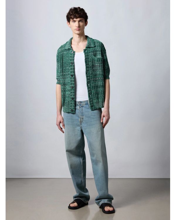 MOULINE KNIT SHIRT GREEN 2