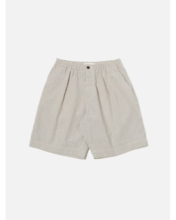 PLEATED TRACK SHORT GREY DERBY STRIPE