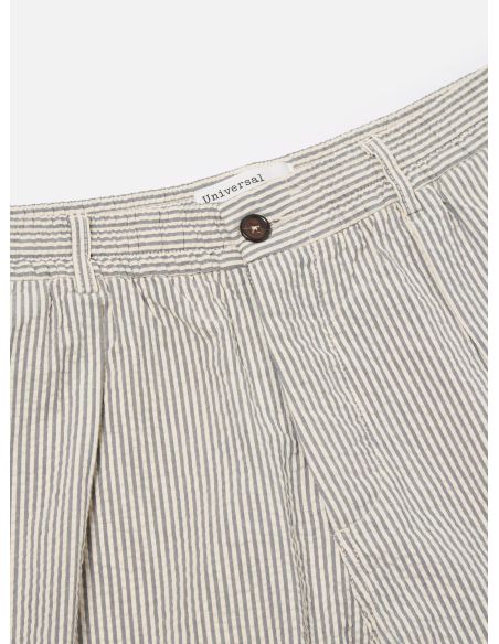 PLEATED TRACK SHORT GREY DERBY STRIPE