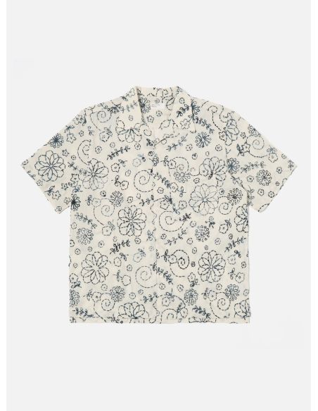 CAMP SHIRT ECRU CHARCOAL KANTHA